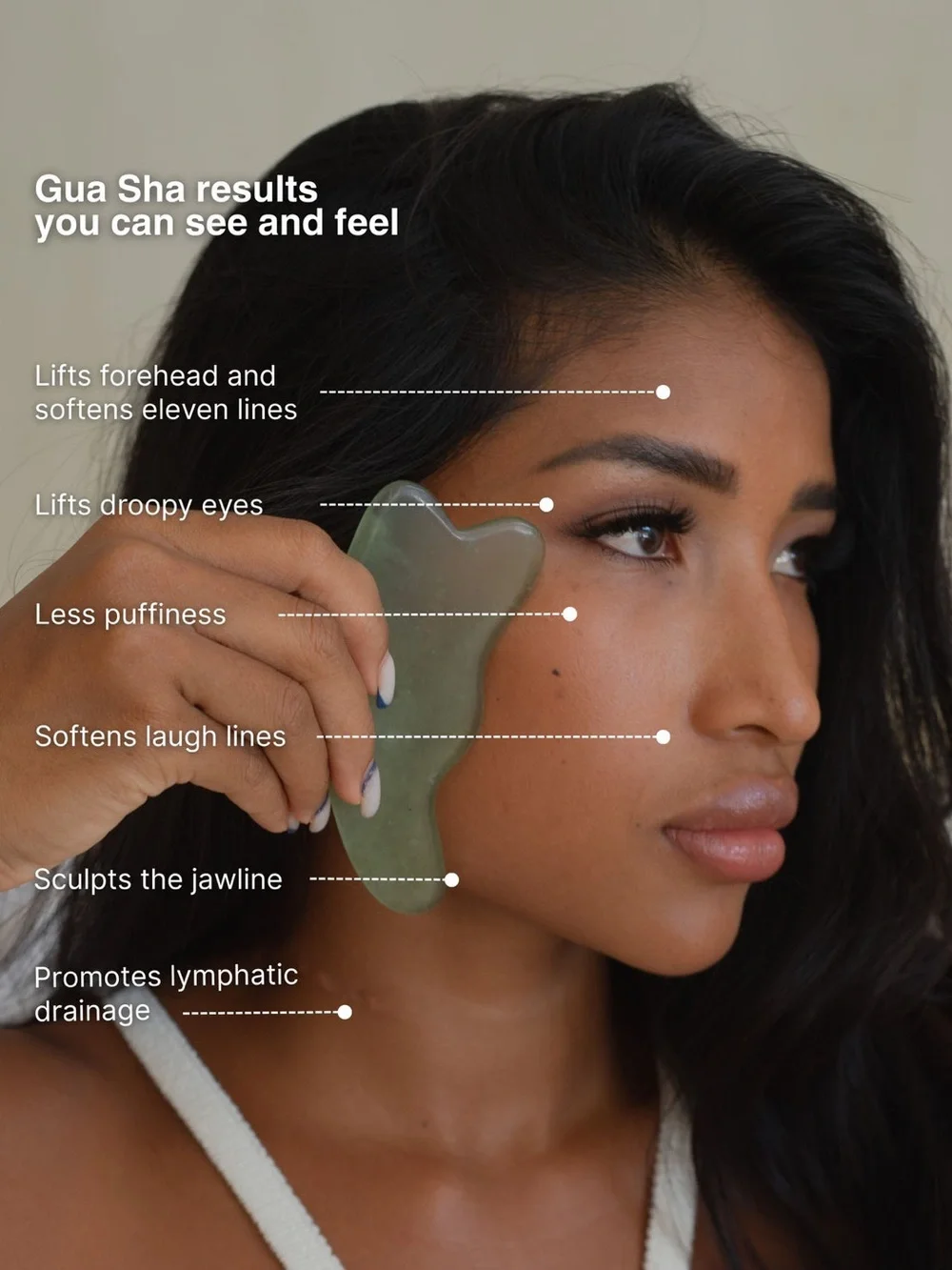 NUSA Holistick guasha Jade stone Gua Sha Facial Face Massage Tool Natural green